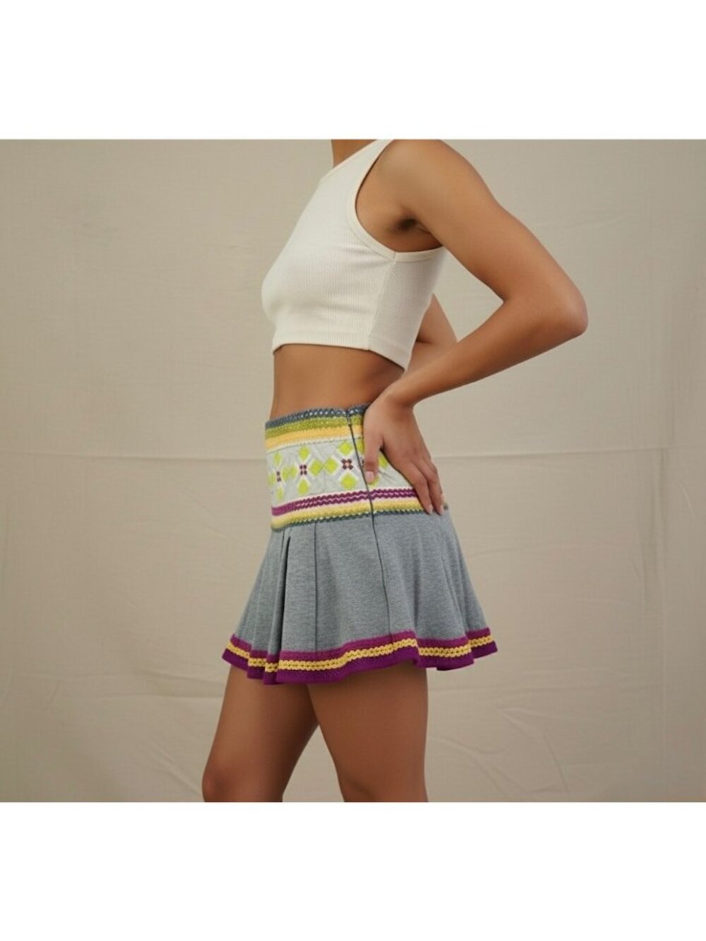 VTG Free People Archival 2004 Eagle Tag Mini Skirt 6| Y2K Indie Sleaze Boho Luxe - Picture 5 of 16